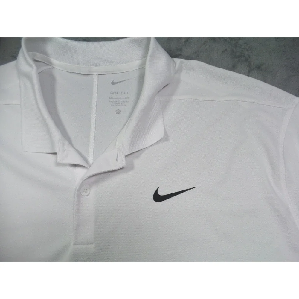 Nike Golf Shirt Mens Size XXL White Solid Dri-FIT Victory Polo Short Sleeve